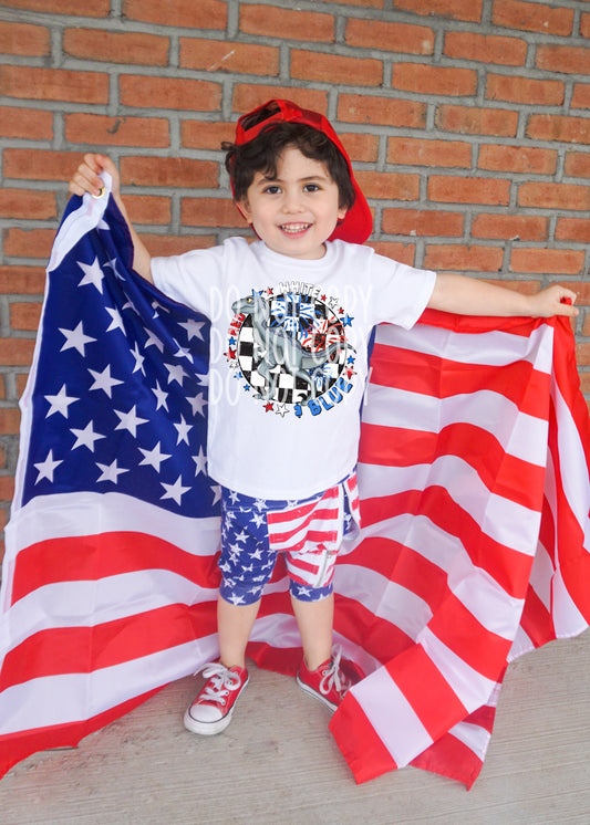 Red White & Blue Dino Tee