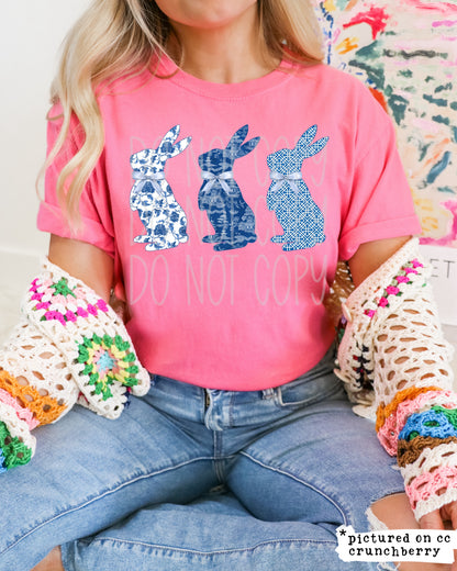 Blue and White Bunnies Tee