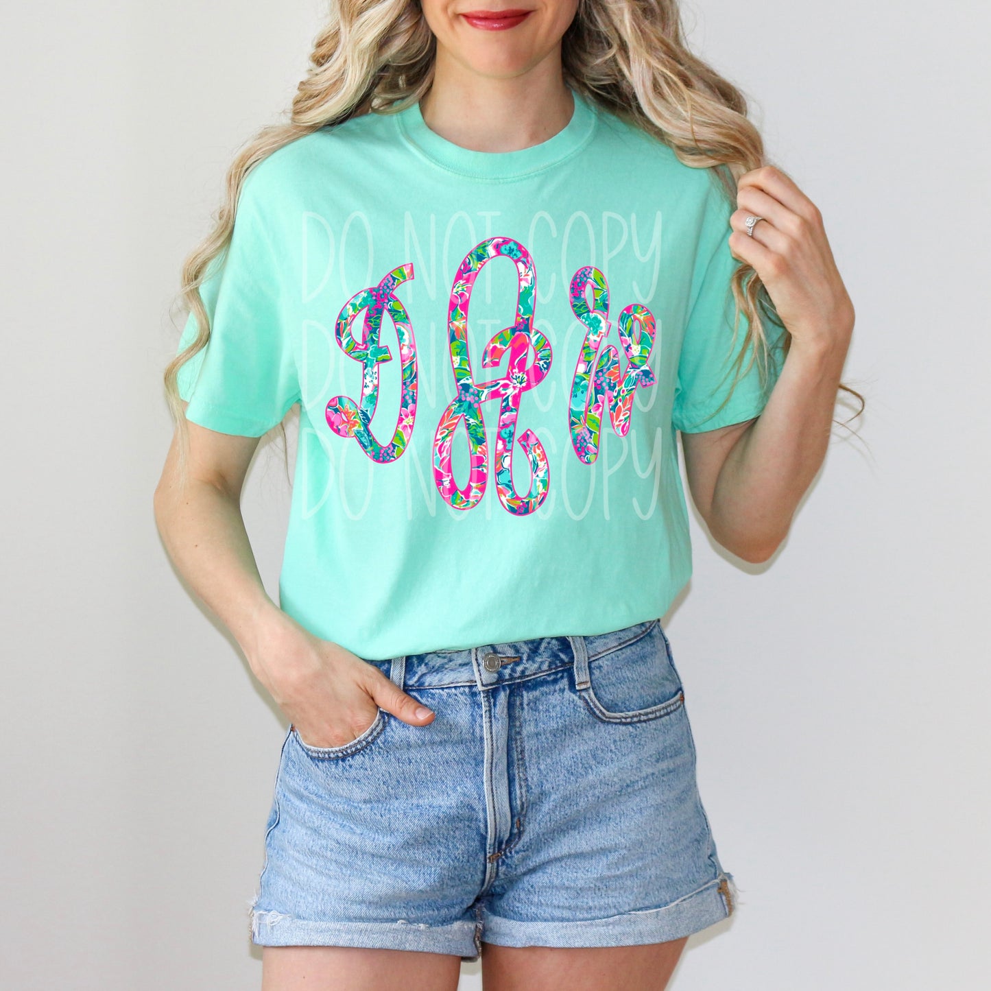 Summer Floral Script Monogram Tee