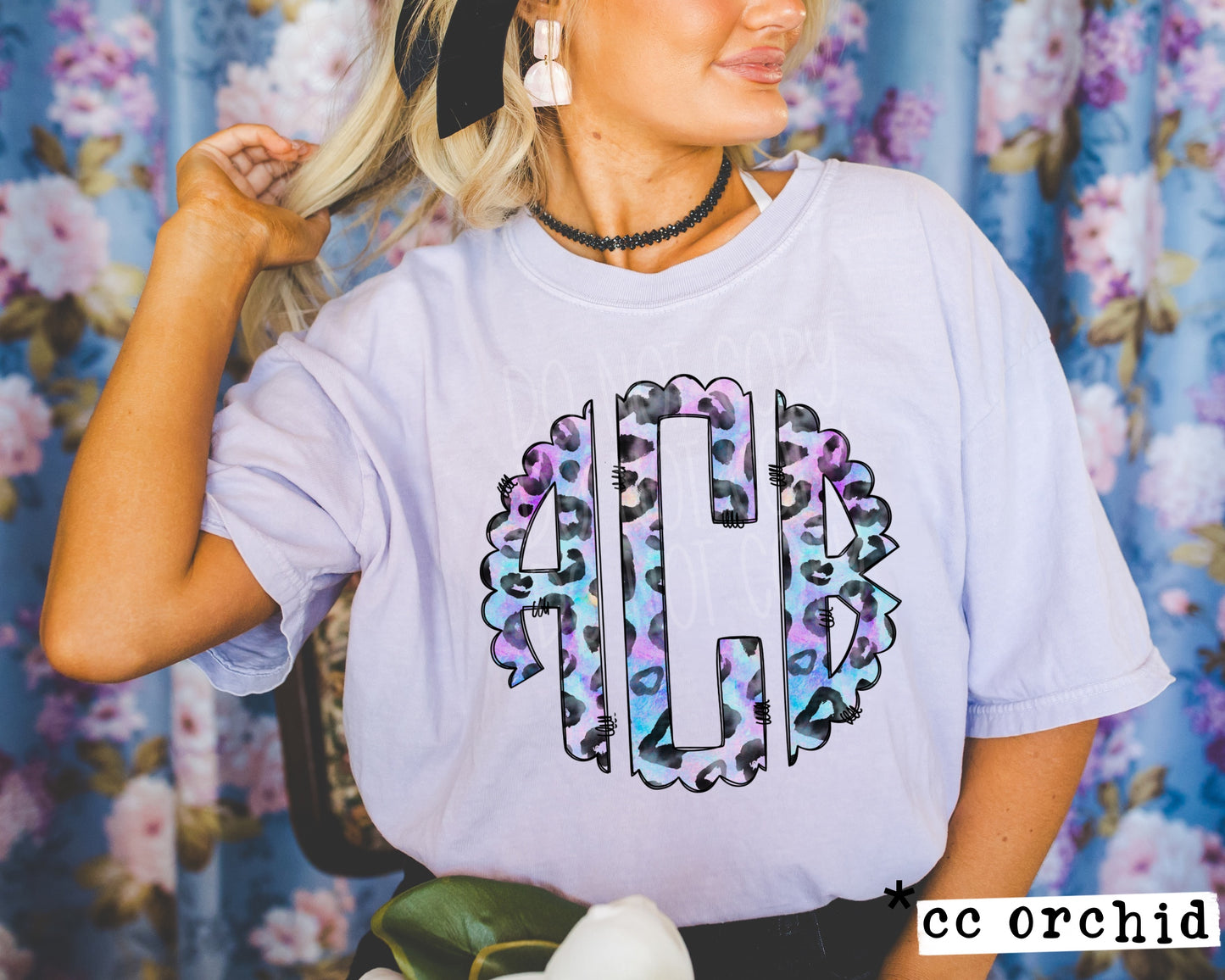 Pastel Tie Dye Leopard Monogram Tee