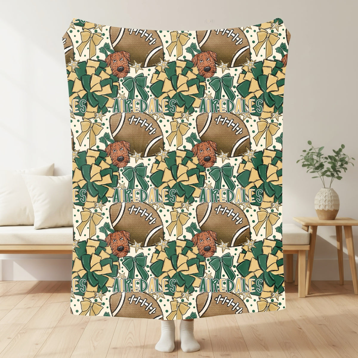 Alma Airedales – Football Spirit Blanket mockup