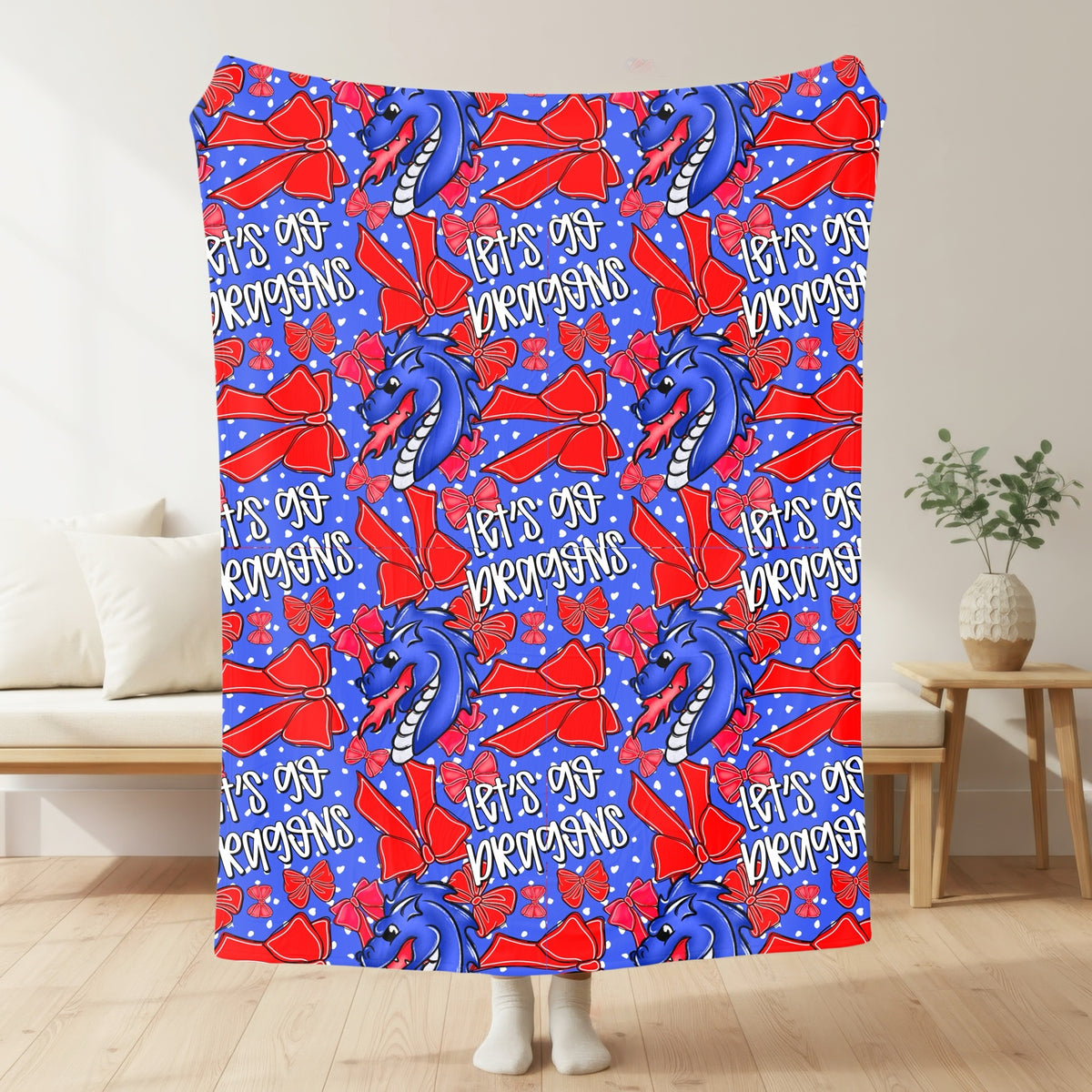 Mountainburg Dragons – Bows Blanket mockup