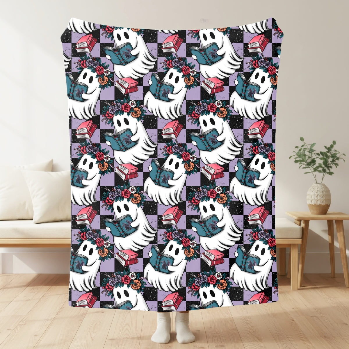 Bookish Ghosts Blanket mockup