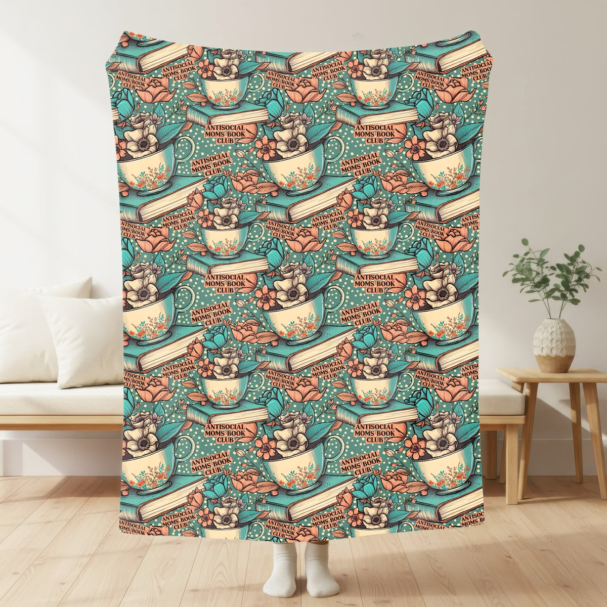 Antisocial Moms Book Club Blanket mockup