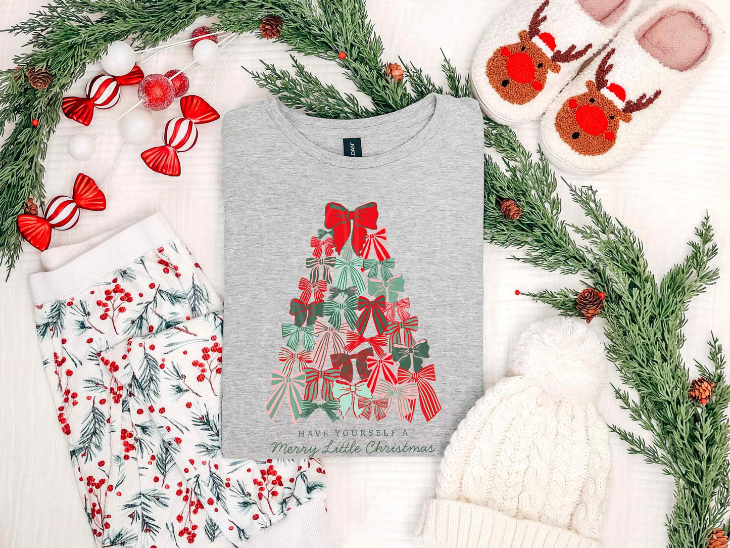 Merry Little Christmas Bow Tree Tee