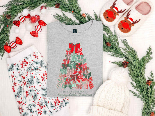 Merry Little Christmas Bow Tree Tee
