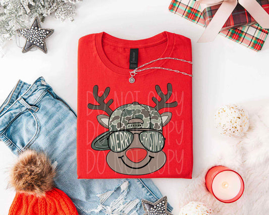 Reindeer Hat And Glasses Tee
