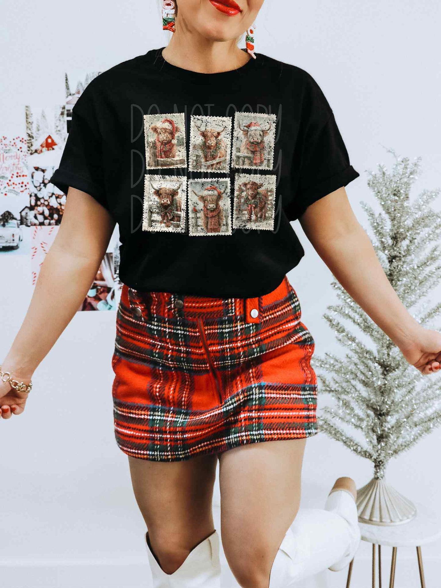 Highland Christmas Stamps Tee
