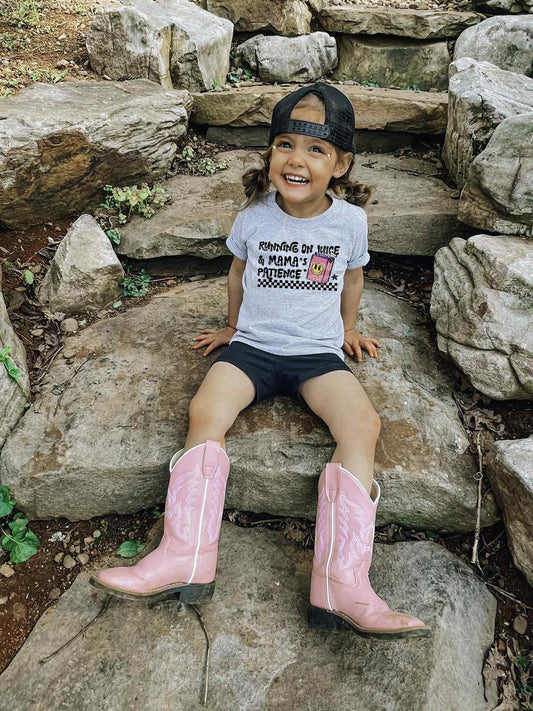 Running On Juice and Mama's Patience Pink Juicebox Tee