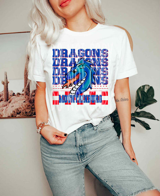 Mountainburg Dragons Stacked Checkered Tee