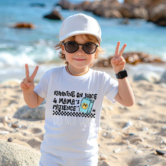 Running On Juice and Mama's Patience Blue Juicebox Tee