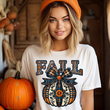 Fall Plaid Pumpkin Tee