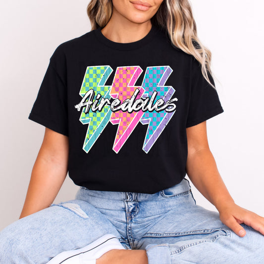 Airedales Neon Checkered Lightning Tee