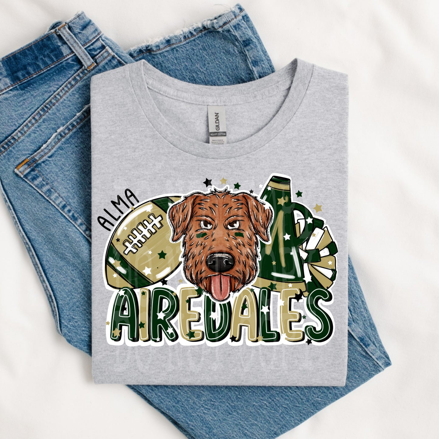 Football And Poms Airedales Tee
