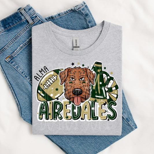 Football And Poms Airedales Tee