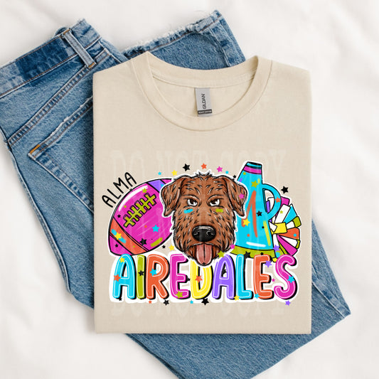 Football And Poms Preppy Airedales Tee