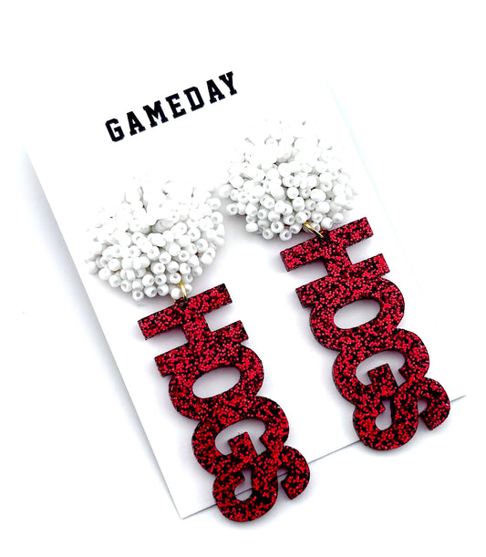 Red and White Hogs Earrings
