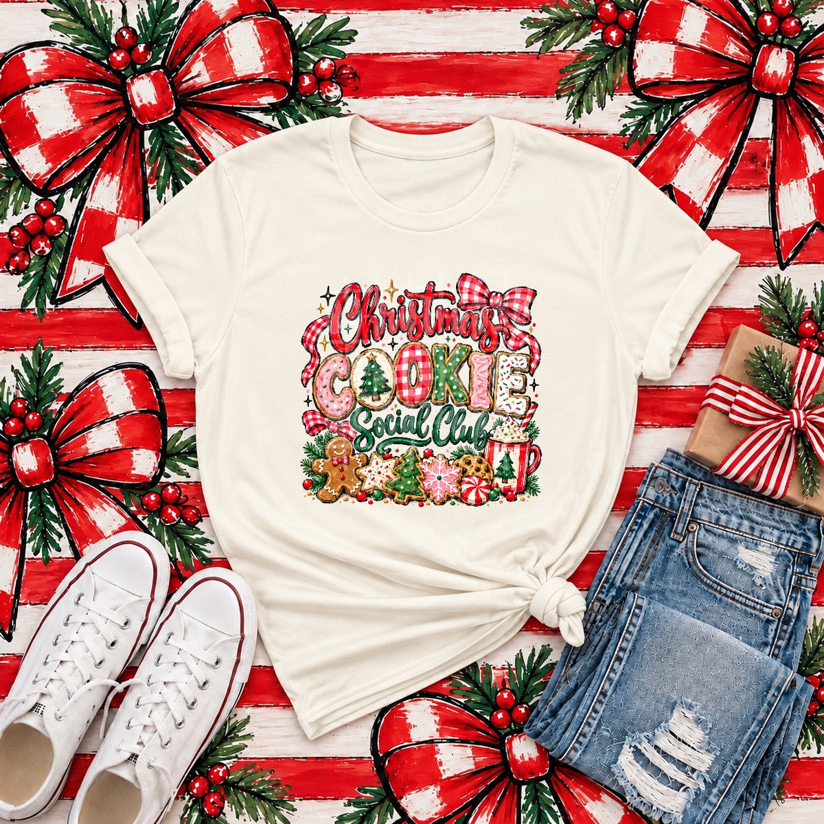 Christmas Cookie Social Club Graphic Tee product mockup