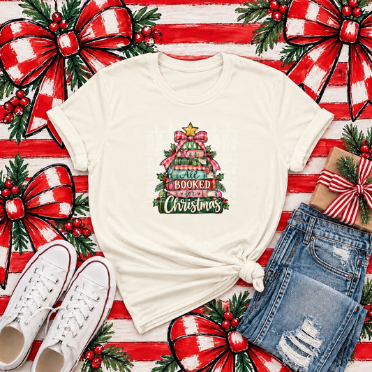 All Booked for Christmas Graphic Tee product mockup