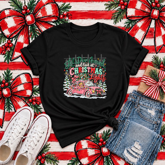 Let's Drive Around and Look at Christmas Lights Tee product mockup