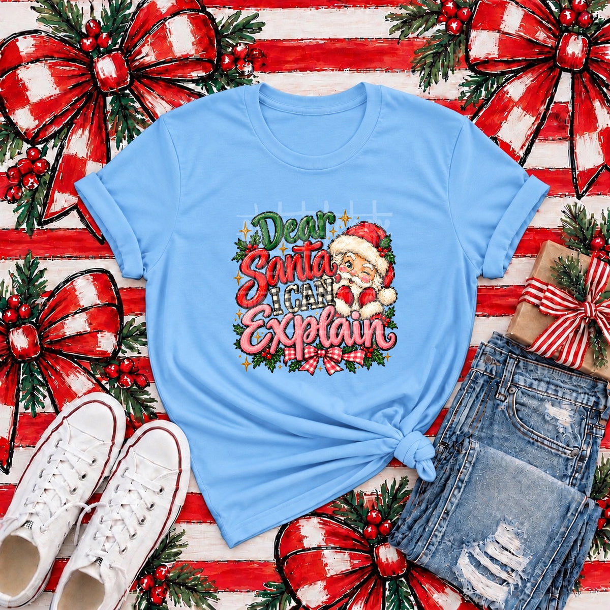 Dear Santa I Can Explain Graphic Tee mockup