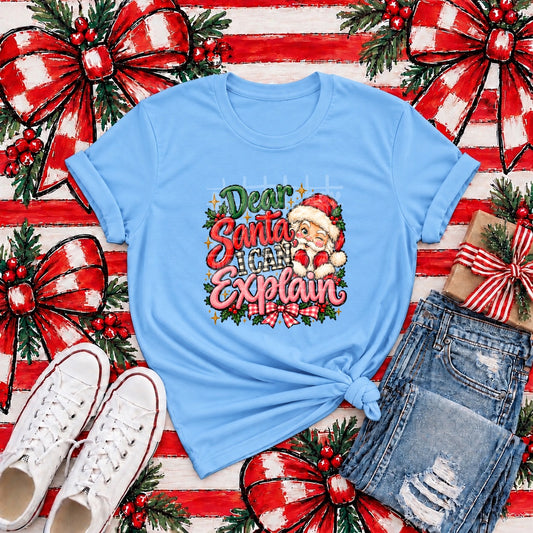 Dear Santa I Can Explain Graphic Tee mockup