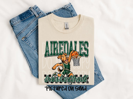 Alma Airedales basketball mascot dunk tee mockup