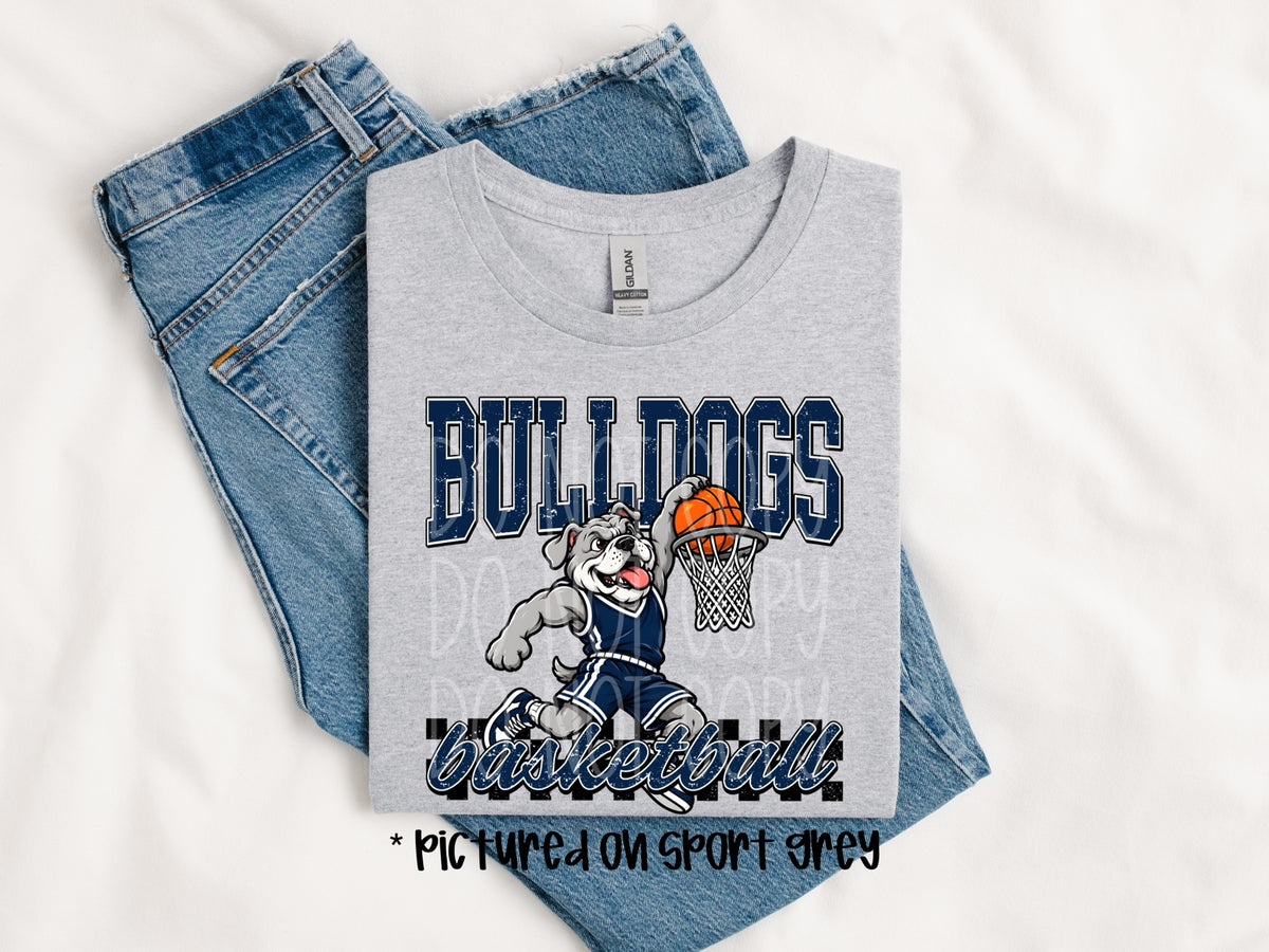 Greenwood Bulldogs basketball mascot dunk tee mockup