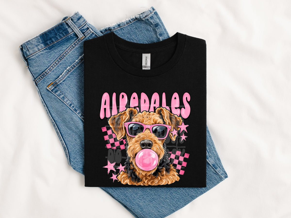 Alma Airedales Pink Shades Bubblegum Graphic Tee mockup