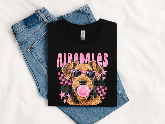 Alma Airedales Pink Shades Bubblegum Graphic Tee mockup