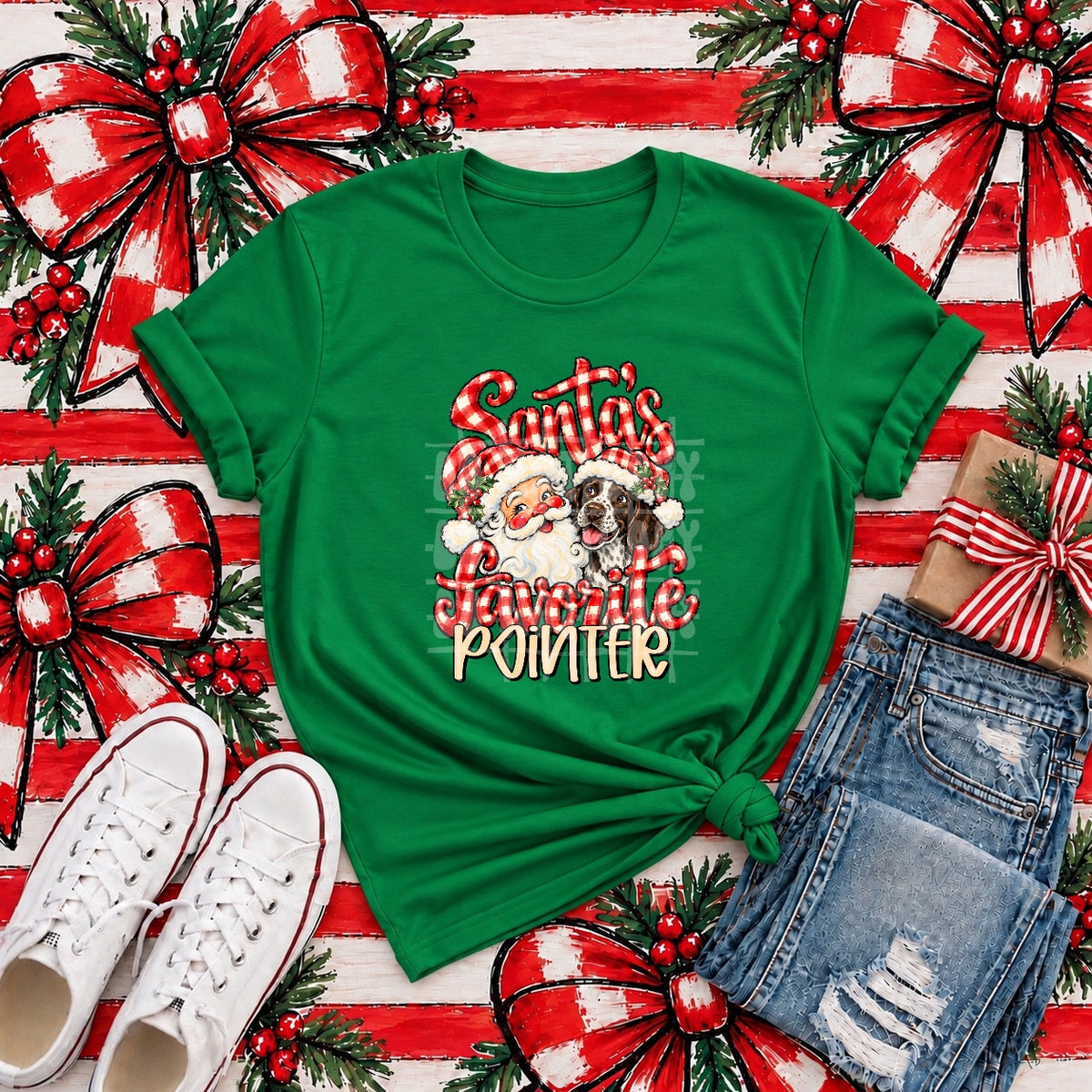 Santa's Favorite Pointers T-shirt mockup