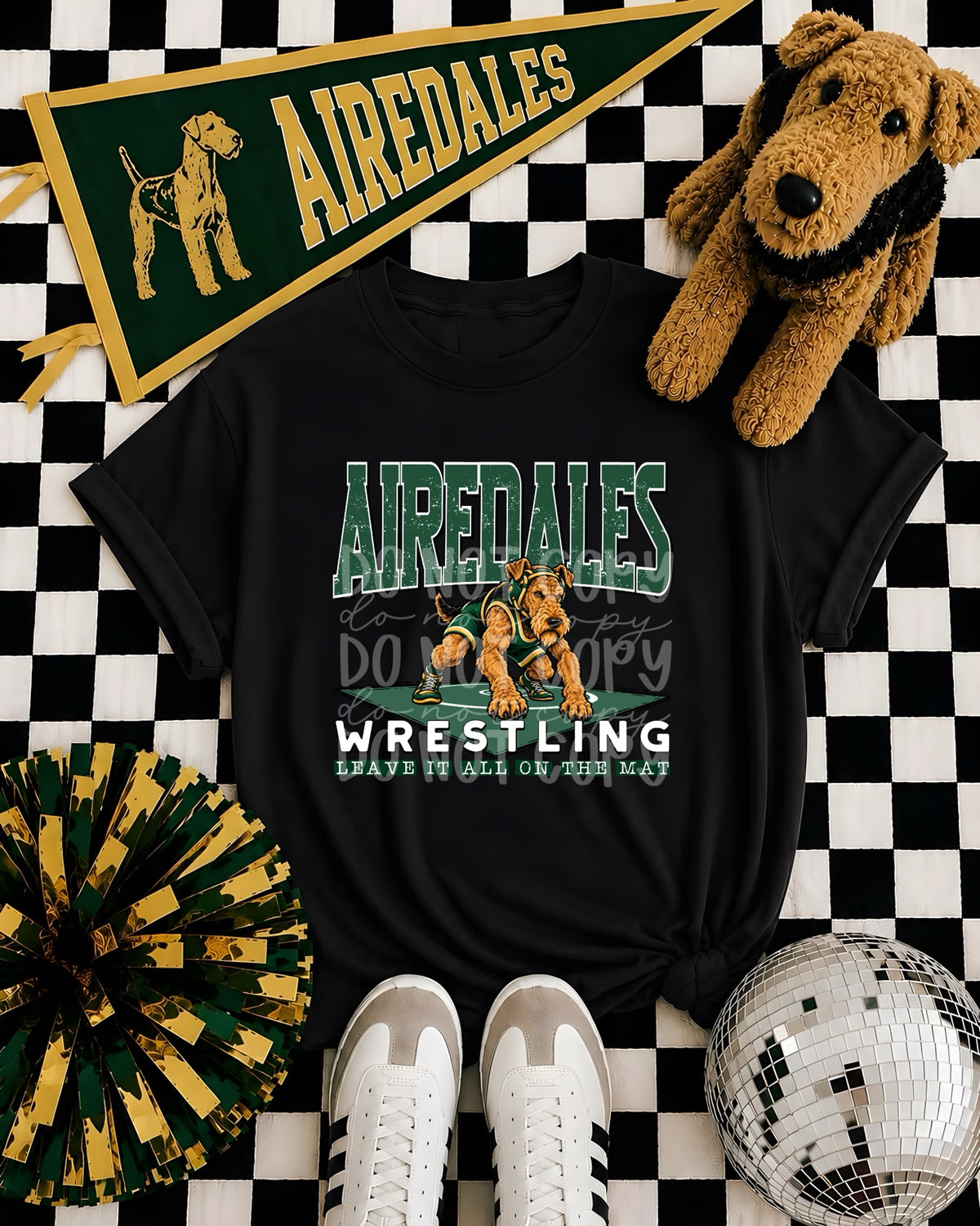 Airedales wrestling graphic apparel mockup