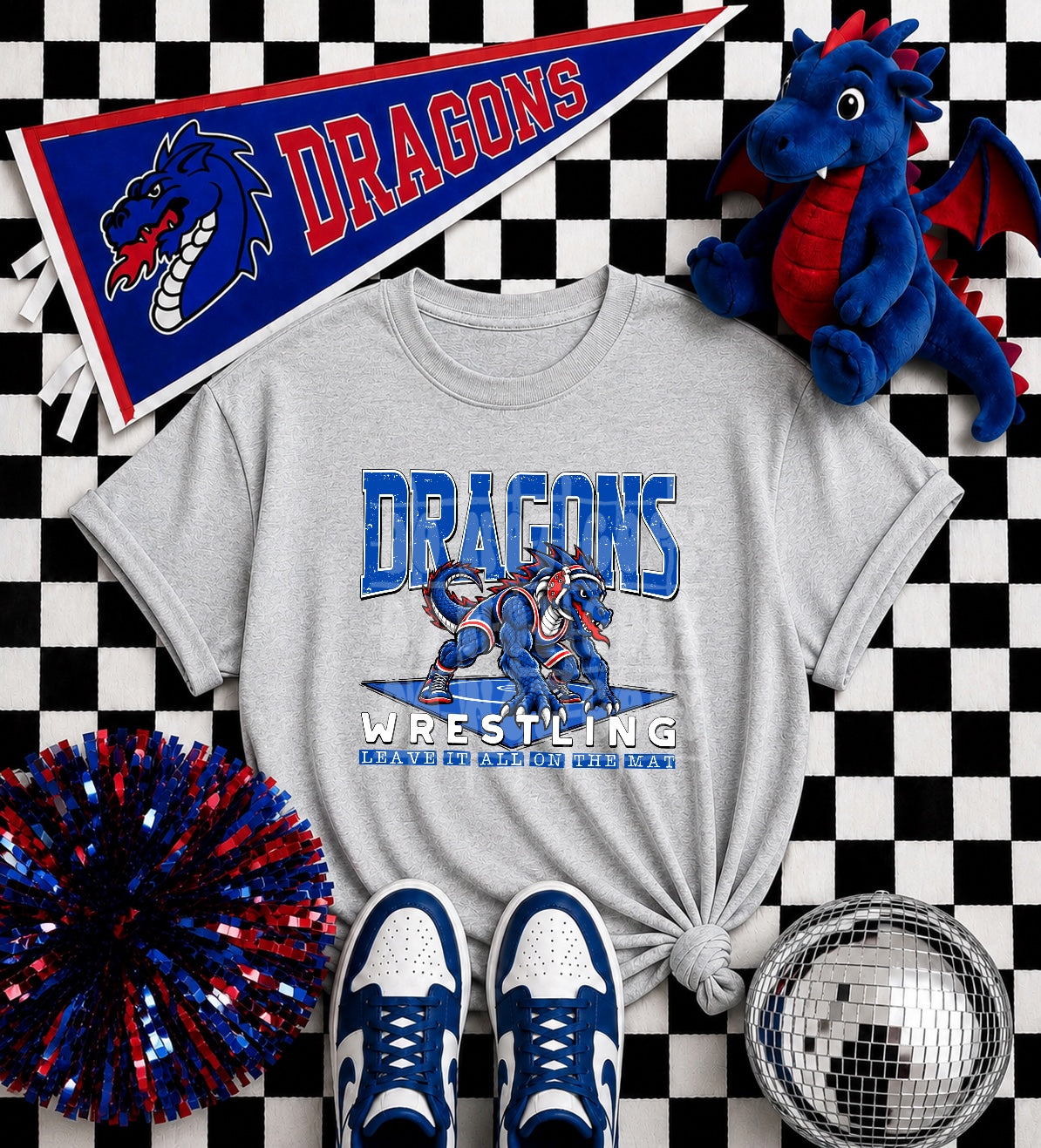 Dragons wrestling graphic apparel mockup