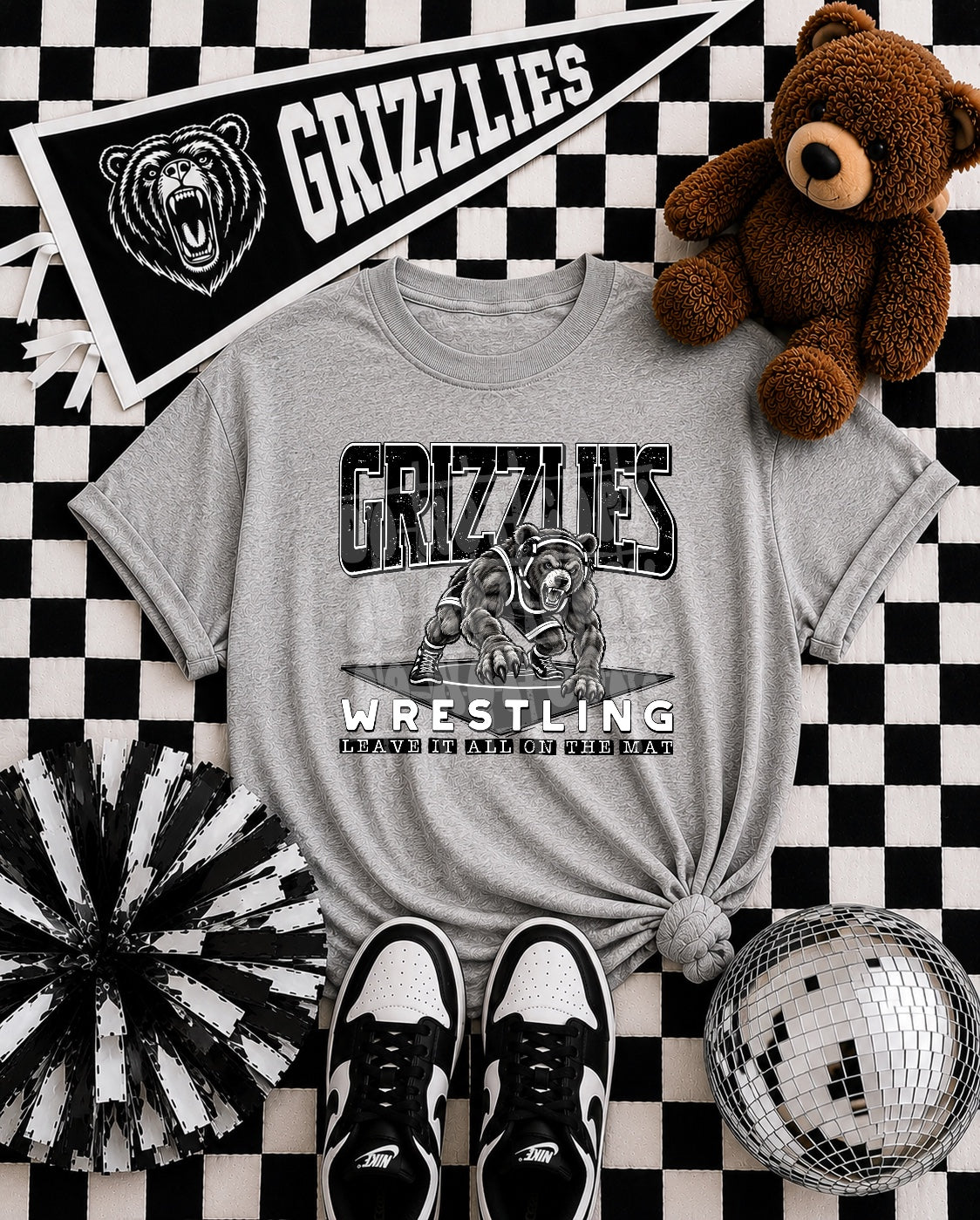 Grizzlies wrestling graphic apparel mockup