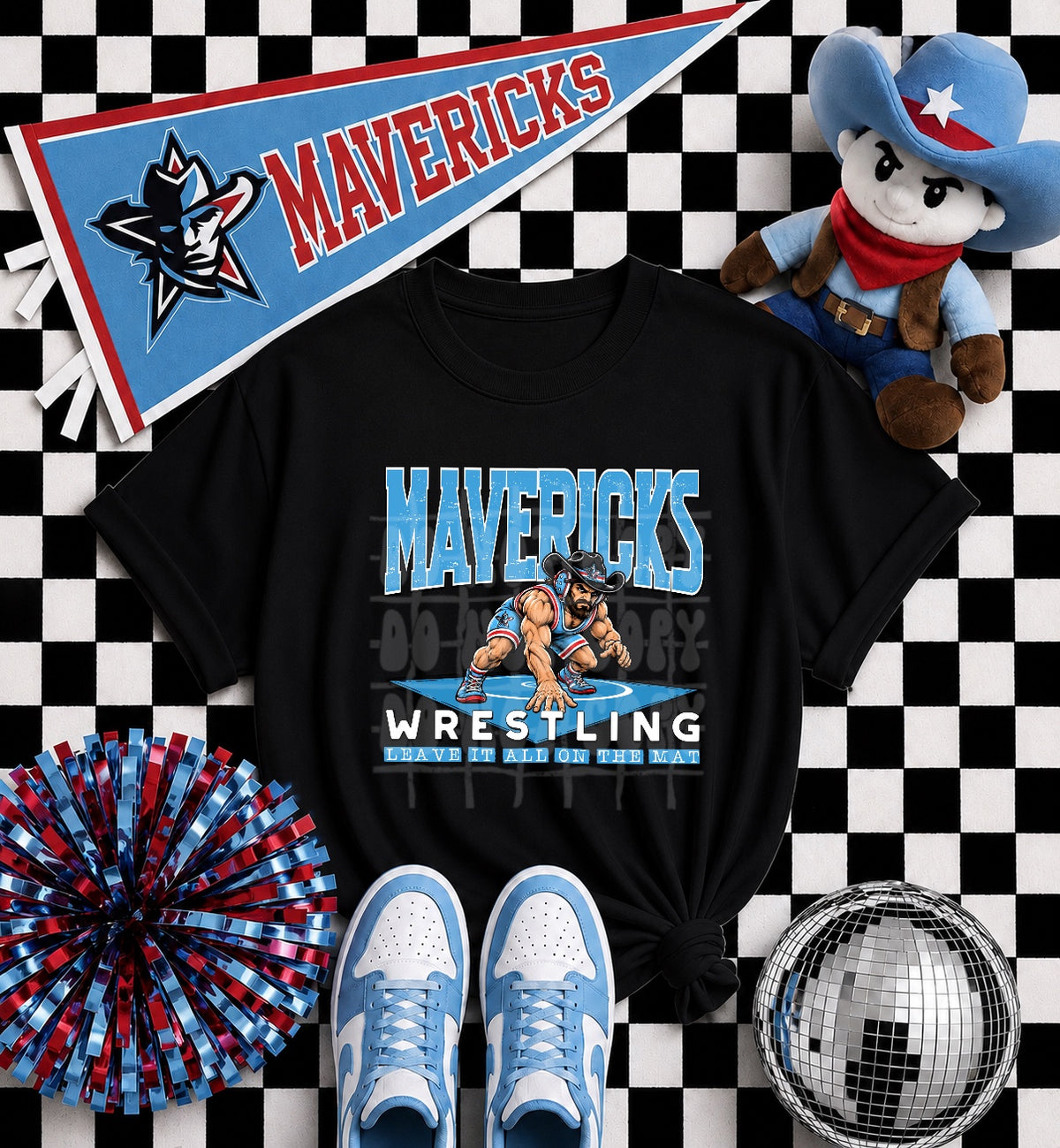 Mavericks wrestling graphic apparel mockup