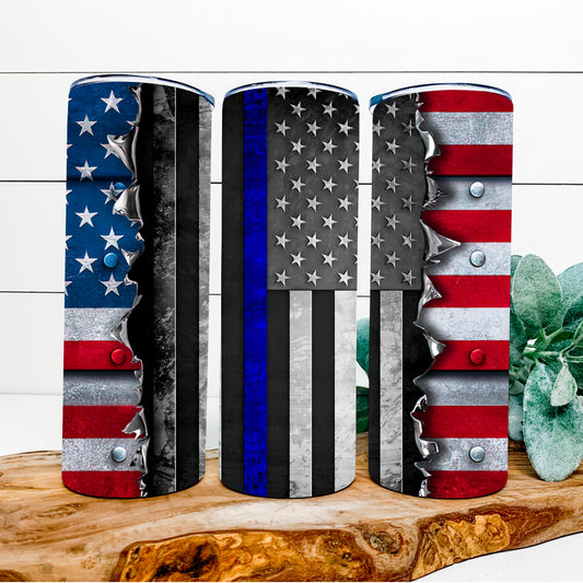 Police American Flag Tumbler