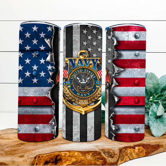 Navy American Flag Tumbler